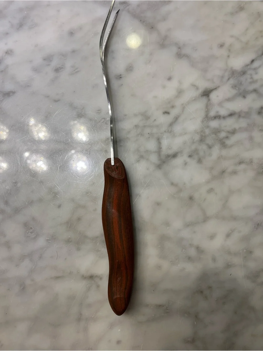 Cutco Two-Prong Carving Fork with Brown Wood Handle